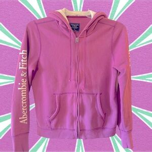 Vtg Abercrombie&Fitch full zip purple hoodie waffle lined hood white logo M